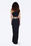 Shop_Onaya_Black Georgette Embellished Cheed One Shoulder Bead Crop Top With Draped Skirt _at_Aza_Fashions