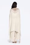 Shop_Onaya_Off White Crepe Embroidered Zardozi V-neck Asymmetric Kaftan Draped Pant Set _at_Aza_Fashions