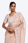 Shop_Onaya_Pink Organza Embroidered Pearl Round Saree With Blouse _Online_at_Aza_Fashions