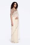 Buy_Onaya_Ivory Organza Embroidered Resham Round Sequin Scatter Saree With Blouse _Online_at_Aza_Fashions