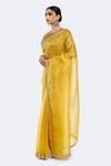 Onaya_Yellow Organza Embellished Bead Round Sequin Saree With Floral Blouse _Online_at_Aza_Fashions