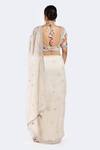 Shop_Onaya_Off White Organza Embellished Sequin U-neck Scatter Saree With Floral Blouse _at_Aza_Fashions