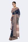 Buy_Onaya_Blue Bemberg Satin Embellished Sequin Round Floral Vine Print Saree With Blouse _Online_at_Aza_Fashions