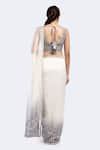 Shop_Onaya_Off White Organza Embellished Sequin V-neck Ombre Saree With Blouse _at_Aza_Fashions