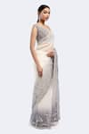 Shop_Onaya_Off White Organza Embellished Sequin V-neck Ombre Saree With Blouse _Online_at_Aza_Fashions