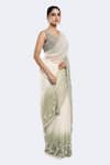 Shop_Onaya_Off White Organza Embellished Sequin V-neck Ombre Saree With Blouse _Online_at_Aza_Fashions