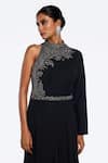 Onaya_Black Georgette Embellished Bead Round High Neck Floral Yoke Gown _Online_at_Aza_Fashions