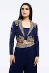 Buy Onaya Blue Silk, Georgette Zari Square Neck Zardozi Embellished Jacket Sharara Set Online at Aza Fashions Buy_Onaya_Blue Silk, Georgette Zari Square Neck Zardozi Embellished Jacket Sharara Set _Online_at_Aza_Fashions