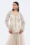 Buy_Onaya_Ivory Organza Embellished Cutdana V Neck Sequin Work Top And Sharara Set _Online_at_Aza_Fashions