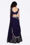 Shop_Onaya_Purple Crepe Embroidery Floral Pre-draped Abstract Lehenga Saree With Blouse _at_Aza_Fashions