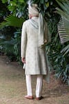 Shop_Philocaly_Green Embroidered Fabric Textured Gold Accents Heer Sherwani And Kurta Set _at_Aza_Fashions