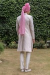 Shop_Philocaly_Off White Raw Silk Embroidered Beads Rooh Thread Sherwani And Kurta Set _at_Aza_Fashions