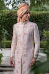 Philocaly_Off White Raw Silk Embroidered Applique Arnit Floral Work Sherwani And Kurta Set _Online_at_Aza_Fashions