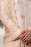 Shop_Philocaly_Off White Raw Silk Embroidered Applique Arnit Floral Work Sherwani And Kurta Set _Online_at_Aza_Fashions