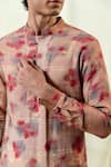 Buy_Philocaly_Red Cotton Tussar Printed Abstract Mahit Floral Kurta _Online_at_Aza_Fashions