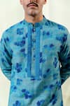 Philocaly_Blue Cotton Tussar Printed Tie-dye Nilah Kurta _Online_at_Aza_Fashions