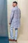 Shop_Philocaly_Blue Linen Printed Floral Salil Kurta _at_Aza_Fashions