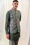 Buy_Philocaly_Green Cotton Silk Printed Abstract Floral Riaz Bundi _Online_at_Aza_Fashions