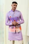 Buy_Philocaly_Purple Linen Printed Abstract Swapn Bundi _at_Aza_Fashions