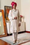 Buy_Philocaly_White Fabric Geometric Rekh Sherwani Set _at_Aza_Fashions