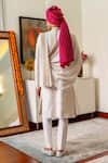 Shop_Philocaly_White Fabric Geometric Rekh Sherwani Set _at_Aza_Fashions