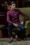 Shop_Philocaly_Wine 100% Perennial Wool Aryan Solid Bandhgala _Online_at_Aza_Fashions