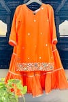 Buy_Rage Attire-Sweta Saria_Orange Bamberg Silk Embroidered Mirror Zardosi Kurta And Sharara Set _at_Aza_Fashions