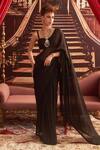 Buy_Seema Thukral_Black Georgette Embellished Sequin Sweetheart Kamli Border Saree With Blouse _at_Aza_Fashions