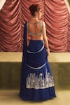 Seema Thukral_Blue Georgette Jalebi Bai Applique Pre-draped Ruffle Lehenga Saree With Blouse _Online_at_Aza_Fashions