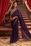 Buy_Seema Thukral_Purple Georgette Embellished Desi Girl Mirrorwork Border Saree With Blouse _at_Aza_Fashions