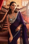 Shop_Seema Thukral_Purple Georgette Embellished Desi Girl Mirrorwork Border Saree With Blouse _at_Aza_Fashions