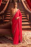 Buy_Seema Thukral_Pink Georgette Embellished Sequin Notched Ruby Mirror Saree With Blouse _at_Aza_Fashions