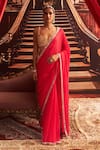 Shop_Seema Thukral_Pink Georgette Embellished Sequin Notched Ruby Mirror Saree With Blouse _at_Aza_Fashions