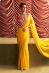 Buy_Seema Thukral_Yellow Georgette Embellished Sequin Usha Bead Pre-draped Saree With Blouse _at_Aza_Fashions