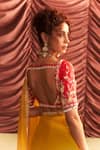 Seema Thukral_Yellow Georgette Embellished Sequin Usha Bead Pre-draped Saree With Blouse _Online_at_Aza_Fashions