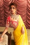 Buy_Seema Thukral_Yellow Georgette Embellished Sequin Usha Bead Pre-draped Saree With Blouse _Online_at_Aza_Fashions