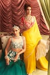 Seema Thukral_Yellow Georgette Embellished Sequin Usha Bead Pre-draped Saree With Blouse _at_Aza_Fashions