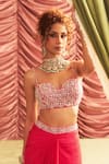 Buy_Seema Thukral_Pink Georgette Embroidery Mirror Cape Open Radha Skirt Set _Online_at_Aza_Fashions