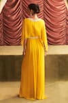 Shop_Seema Thukral_Yellow Georgette Embroidery Bead V Neck Manju Placket Jumpsuit _at_Aza_Fashions