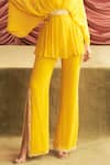 Shop_Seema Thukral_Yellow Georgette Embroidery Thread V Prerna Neckline Peplum Kurta And Pant Set _Online_at_Aza_Fashions