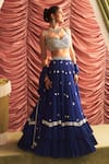 Buy_Seema Thukral_Blue Georgette Embroidery Mirror Sweetheart Neck Chameli Work Lehenga Set _at_Aza_Fashions