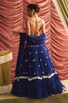 Seema Thukral_Blue Georgette Embroidery Mirror Sweetheart Neck Chameli Work Lehenga Set _Online_at_Aza_Fashions