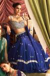 Buy_Seema Thukral_Blue Georgette Embroidery Mirror Sweetheart Neck Chameli Work Lehenga Set _Online_at_Aza_Fashions