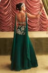 Seema Thukral_Emerald Green Georgette Sonal Floral Waistband Pleated Lehenga And Blouse Set _Online_at_Aza_Fashions