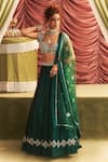 Buy_Seema Thukral_Emerald Green Georgette Embroidery Mirror Simran Placement Lehenga Set _at_Aza_Fashions