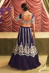 Shop_Seema Thukral_Purple Georgette Embroidery Mirror Sweetheart Rani Floral Stripe Lehenga Set _at_Aza_Fashions