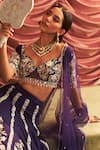 Seema Thukral_Purple Georgette Embroidery Mirror Sweetheart Rani Floral Stripe Lehenga Set _Online_at_Aza_Fashions