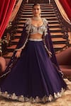 Buy_Seema Thukral_Purple Georgette Embroidery Mirror Notched Guddi Floral Border Lehenga Set _at_Aza_Fashions