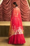 Seema Thukral_Pink Georgette Embroidery Mirror Leaf Neck Kamala Stripe Lehenga Set _Online_at_Aza_Fashions