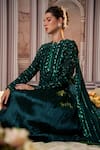 Shop_Nidhika Shekhar_Green Crepe Embroidery Sequins Closed Neck Celestial Anarkali _Online_at_Aza_Fashions